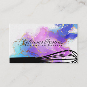 Tarjeta De Visita Whisk Tool   Culinario   Relieve metalizado dorado