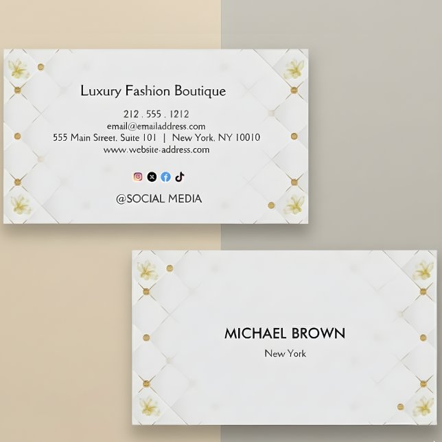 Tarjeta De Visita White and Gold Business Card Template (Subido por el creador)
