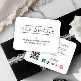 Tarjeta De Visita White Artisan Biz Modern Design QR & Social