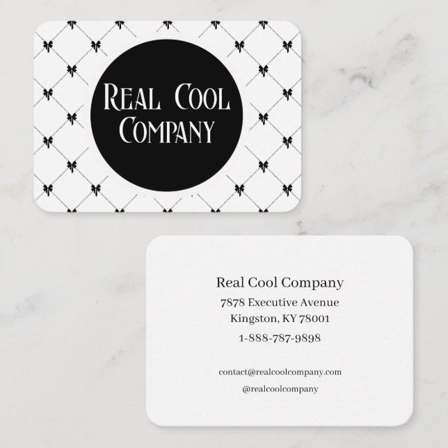 Tarjeta De Visita White & Black Bow Monogram (Anverso / Reverso)