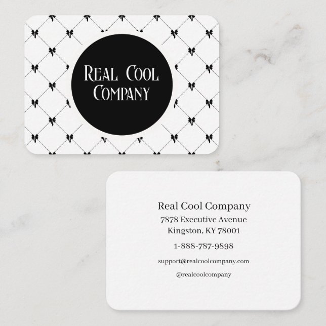 Tarjeta De Visita White & Black Bow Monogram Business Card (Anverso / Reverso)