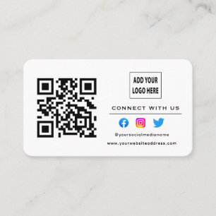 Tarjeta De Visita White Black Follow Scan Para Conectarse Con El Cód
