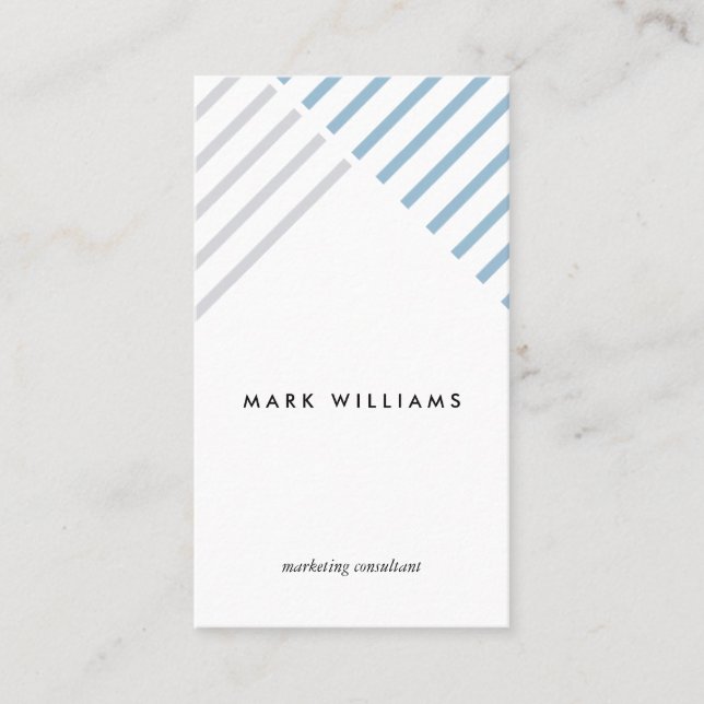 Tarjeta De Visita White blue grey stripes minimal modern simple card (Anverso)