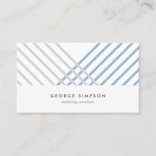 Tarjeta De Visita White blue grey stripes modern minimal simple card