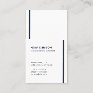 Tarjeta De Visita White blue minimal elegant masculine professional
