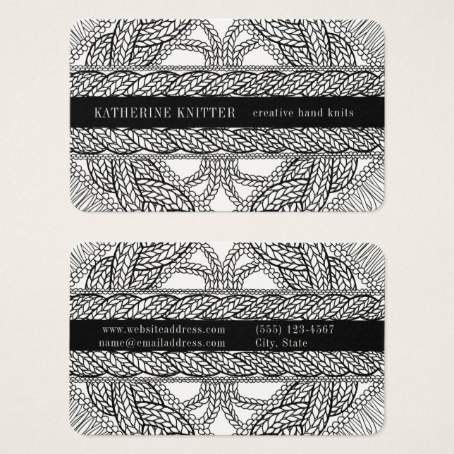 Tarjeta de visita WHITE CABLE KNIT Oceana (Anverso y reverso)