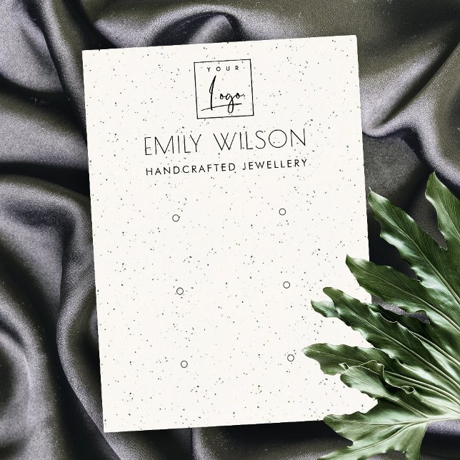 TARJETA DE VISITA WHITE CERAMIC TEXTURE THREE EARRING DISPLAY LOGO (Subido por el creador)