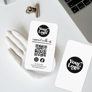 Tarjeta De Visita White Connect Con El Logotipo De Código QR De Los
