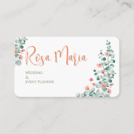 Tarjeta De Visita White Feminine Watercolor Floral Event Planner