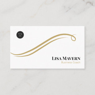 Tarjeta De Visita White & Gold Swirl Luxury