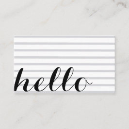 Tarjeta De Visita White grey simple elegant minimalist "hello" card