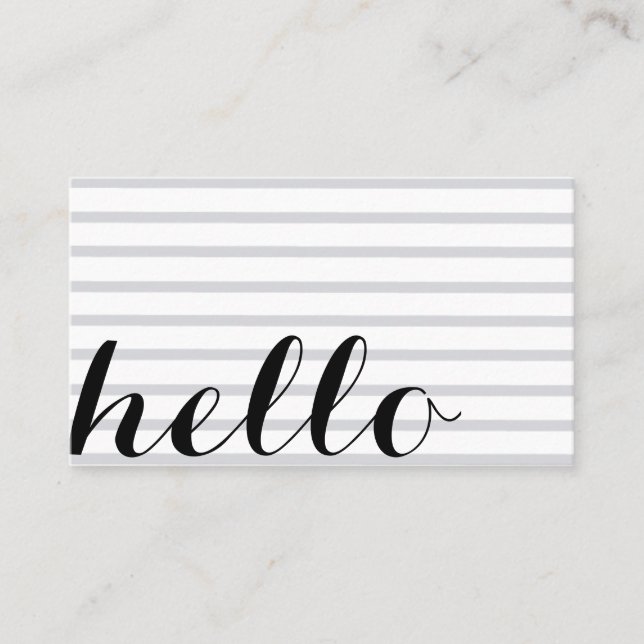 Tarjeta De Visita White grey simple elegant minimalist "hello" card (Anverso)