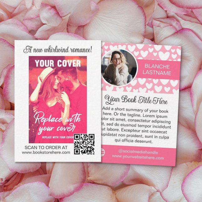 Tarjeta De Visita White Hearts Romance Autor de lanzamiento de libro (Subido por el creador)