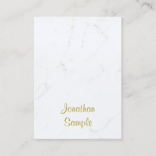Tarjeta De Visita White Marble Gold Script de lujo plantilla moderna