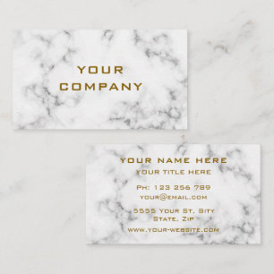 Tarjeta De Visita White Marble Stone Gold Card