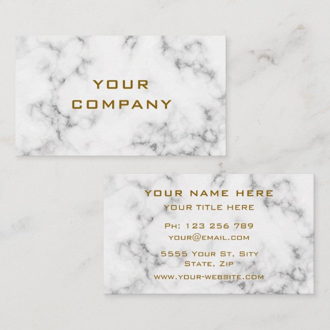 Tarjeta De Visita White Marble Stone Gold Card (Anverso / Reverso)