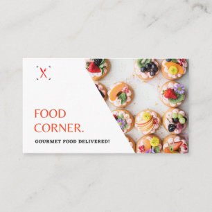 Tarjeta De Visita White Modern Gourmet Food Photo Catering Business