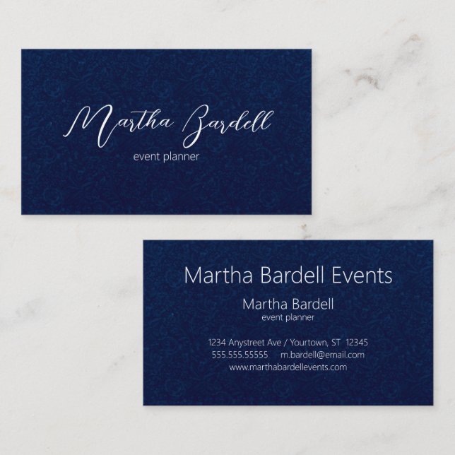 Tarjeta De Visita White on Black Signature Event Planner Adaptable (Anverso / Reverso)
