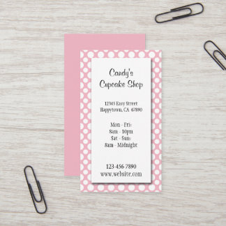 Tarjeta De Visita White Polka Dots on Pink Editable Business Card