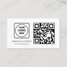 Tarjeta De Visita White QR Code | Modern Minimal Custom Contact 