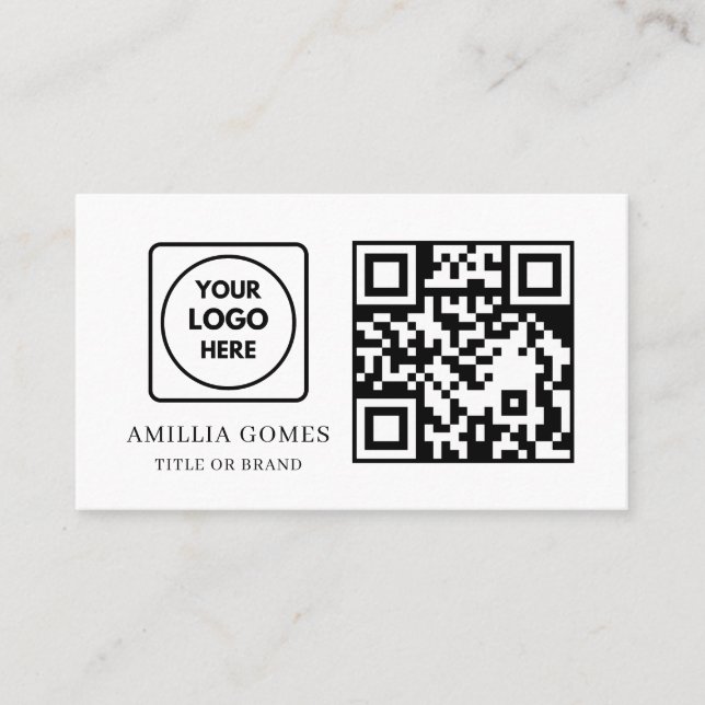 Tarjeta De Visita White QR Code | Modern Minimal Custom Contact  (Anverso)