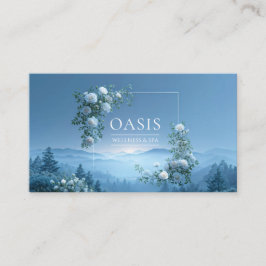 Tarjeta De Visita White Rose Floral and Misty Blue Mountain Valley