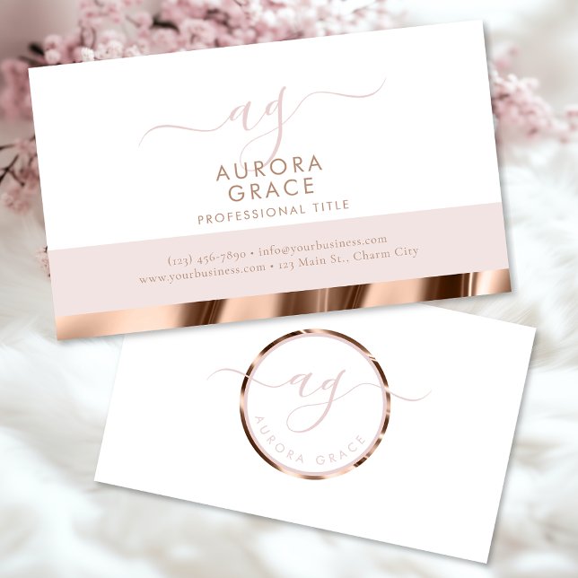 Tarjeta De Visita White Rose Gold Grace (Subido por el creador)