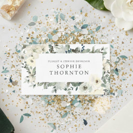 Tarjeta De Visita White roses elegant