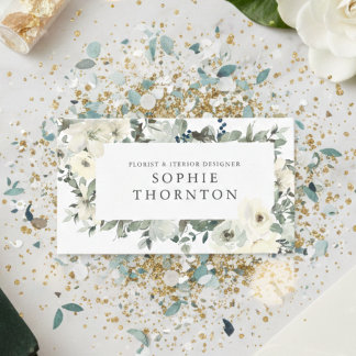 Tarjeta De Visita White roses elegant 