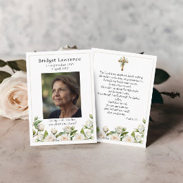 Tarjeta De Visita White Roses Memorial Photo Psalm 23 Prayer Card