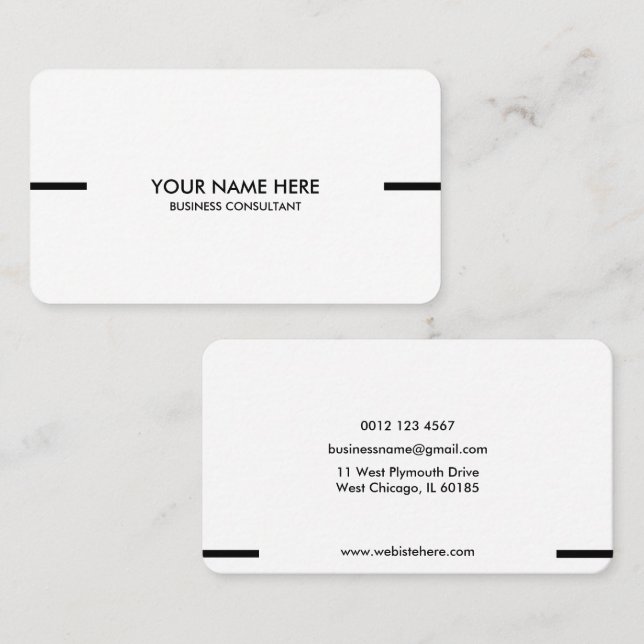 Tarjeta De Visita White Simple and Beautiful Business card design (Anverso / Reverso)