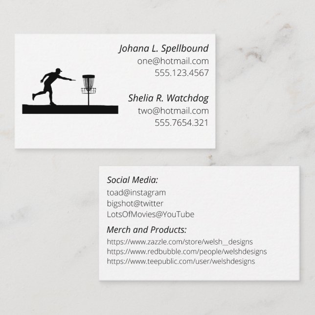 Tarjeta De Visita White Social calling card-Disc Golf (Anverso / Reverso)