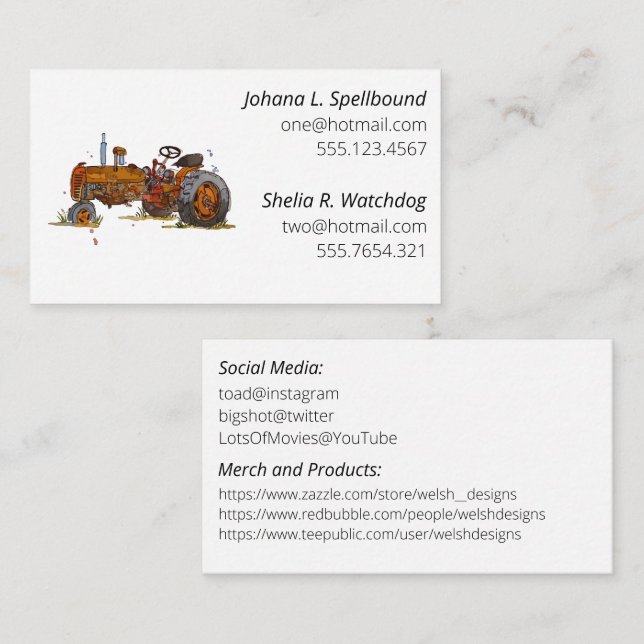 Tarjeta De Visita White Social introduction calling card-tractor (Anverso / Reverso)