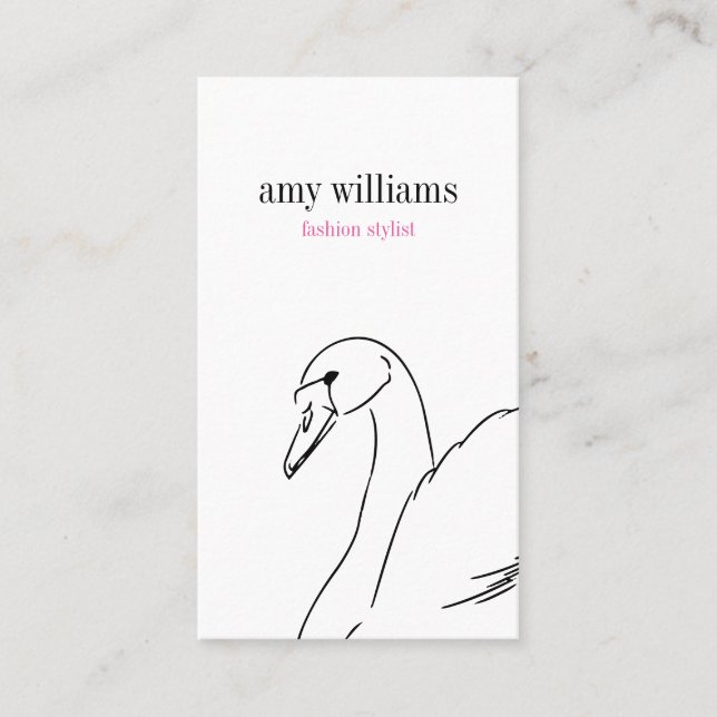Tarjeta De Visita White swan illustration beauty stylish chic card (Anverso)