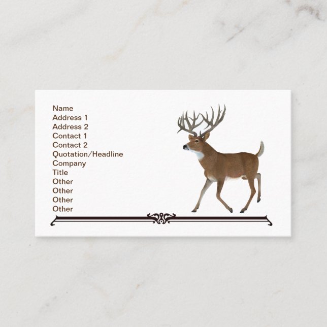 Tarjeta De Visita Whitetail Trophy Deer (Anverso)