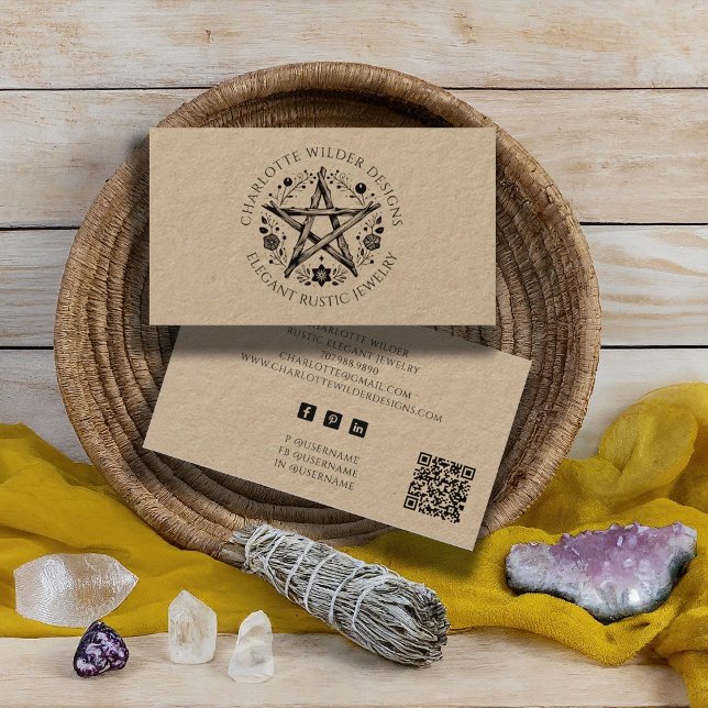 Tarjeta De Visita Wiccan Pagan Kraft JewelDesigner QR Code (Subido por el creador)