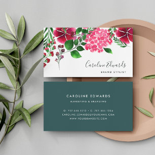 Tarjeta De Visita Wild Hydrangea   Floral acuarela
