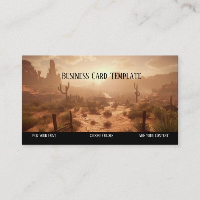 Tarjeta De Visita Wild West Desert Sunset Western Business Card (Anverso)