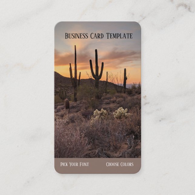 Tarjeta De Visita Wild West Desert Sunset Western Business Card (Anverso)