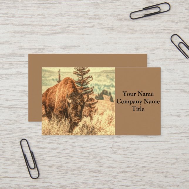 Tarjeta De Visita Wild Woodland Bison (Anverso/Reverso In Situ)