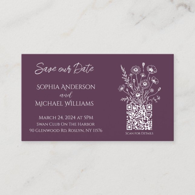 Tarjeta De Visita Wildflower Elegance Boda-Save the Date- (Anverso)