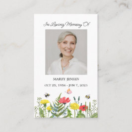 Tarjeta De Visita Wildflower Memorial Photo Funeral Prayer Card