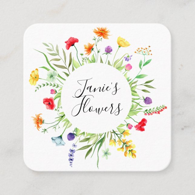 Tarjeta de visita Wildflower Square (Anverso)