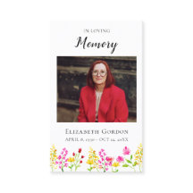 Wildflowers Floral Funeral Prayer Card