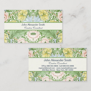 Tarjeta De Visita Willam Morris Myrtle Garden Floral Classic