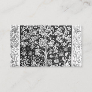 Tarjeta De Visita William Morris - Árbol De Vida Negro Y Blanco