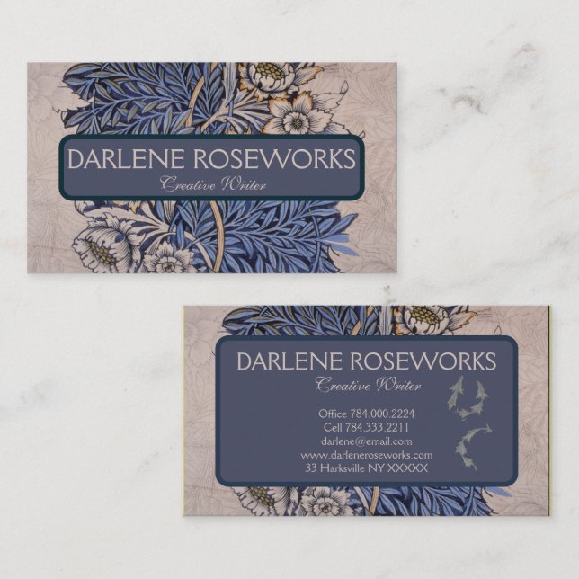 Tarjeta De Visita William Morris Beautiful Tulip & Willow Blue (Anverso / Reverso)