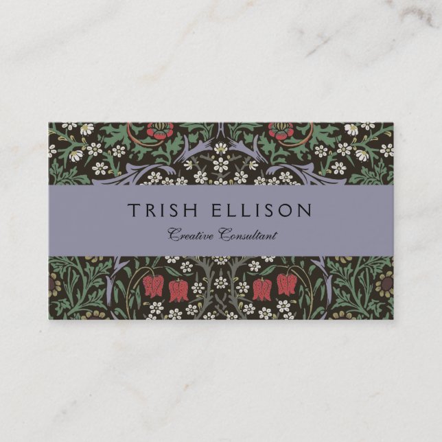 Tarjeta De Visita William Morris Blackthorn Tapestry Floral (Anverso)
