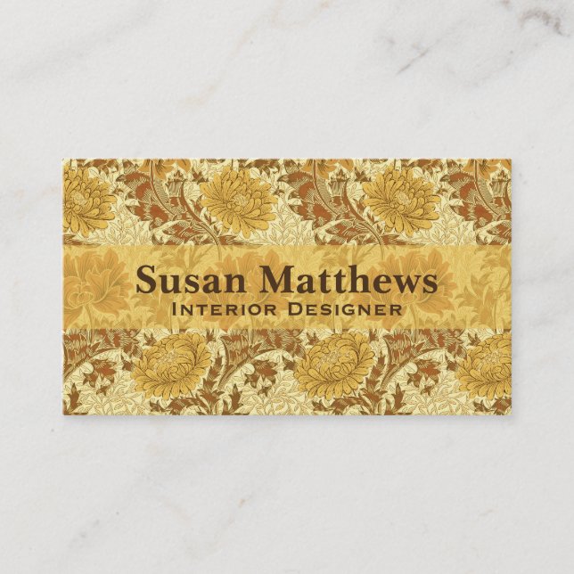 Tarjeta De Visita William Morris Chrysanthemums, Mustard Gold (Anverso)