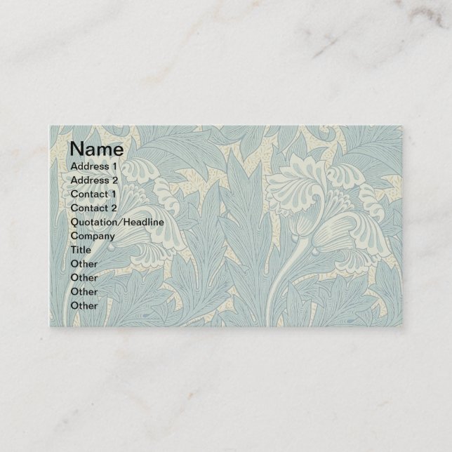 Tarjeta De Visita William Morris Classic Tulip Blue Floral (Anverso)